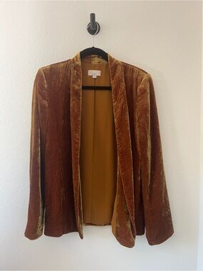LOFT Velvet Open Blazer in Burnt Orange